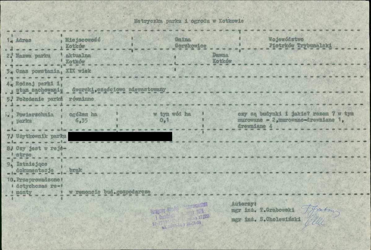 EP - Ewidencja parkowa, skan nr 8