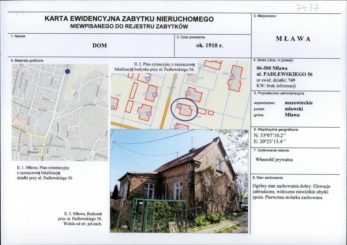 KEZN - Karta obiektu niewpisanego do rejestru, skan nr 1