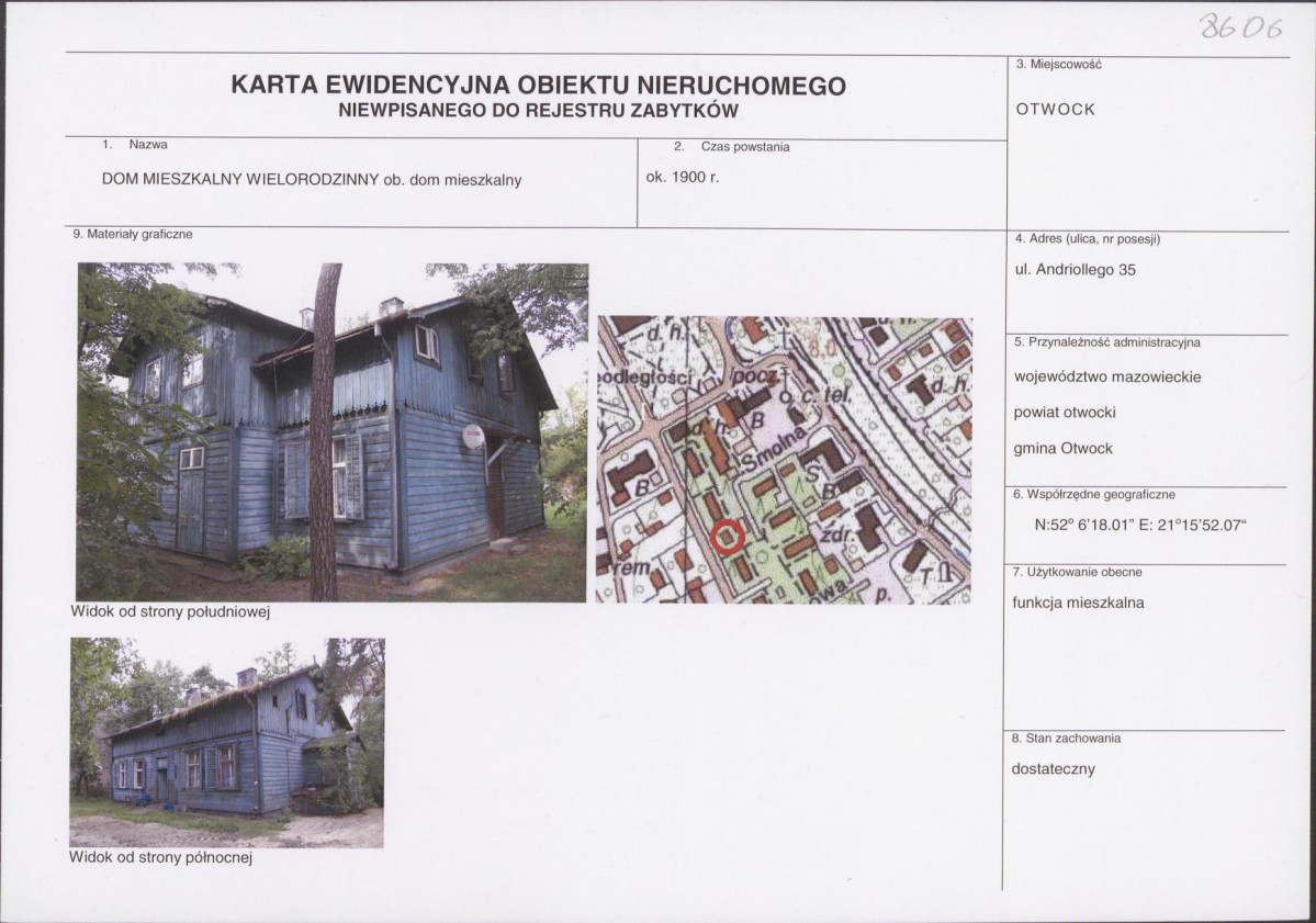 KEZN - Karta obiektu niewpisanego do rejestru, skan nr 1