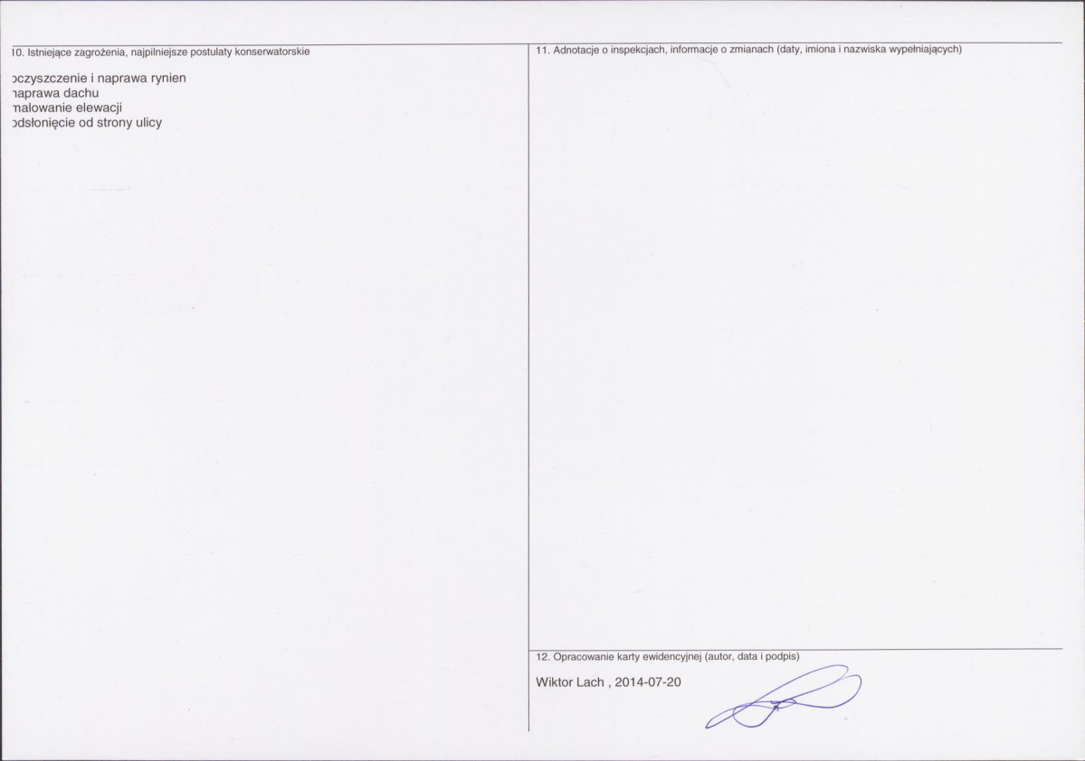 KEZN - Karta obiektu niewpisanego do rejestru, skan nr 2