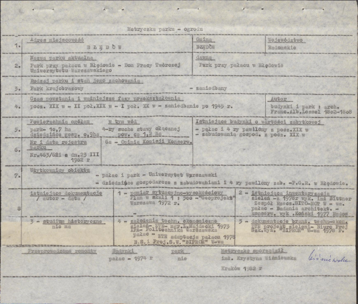 EP - Ewidencja parkowa, skan nr 7