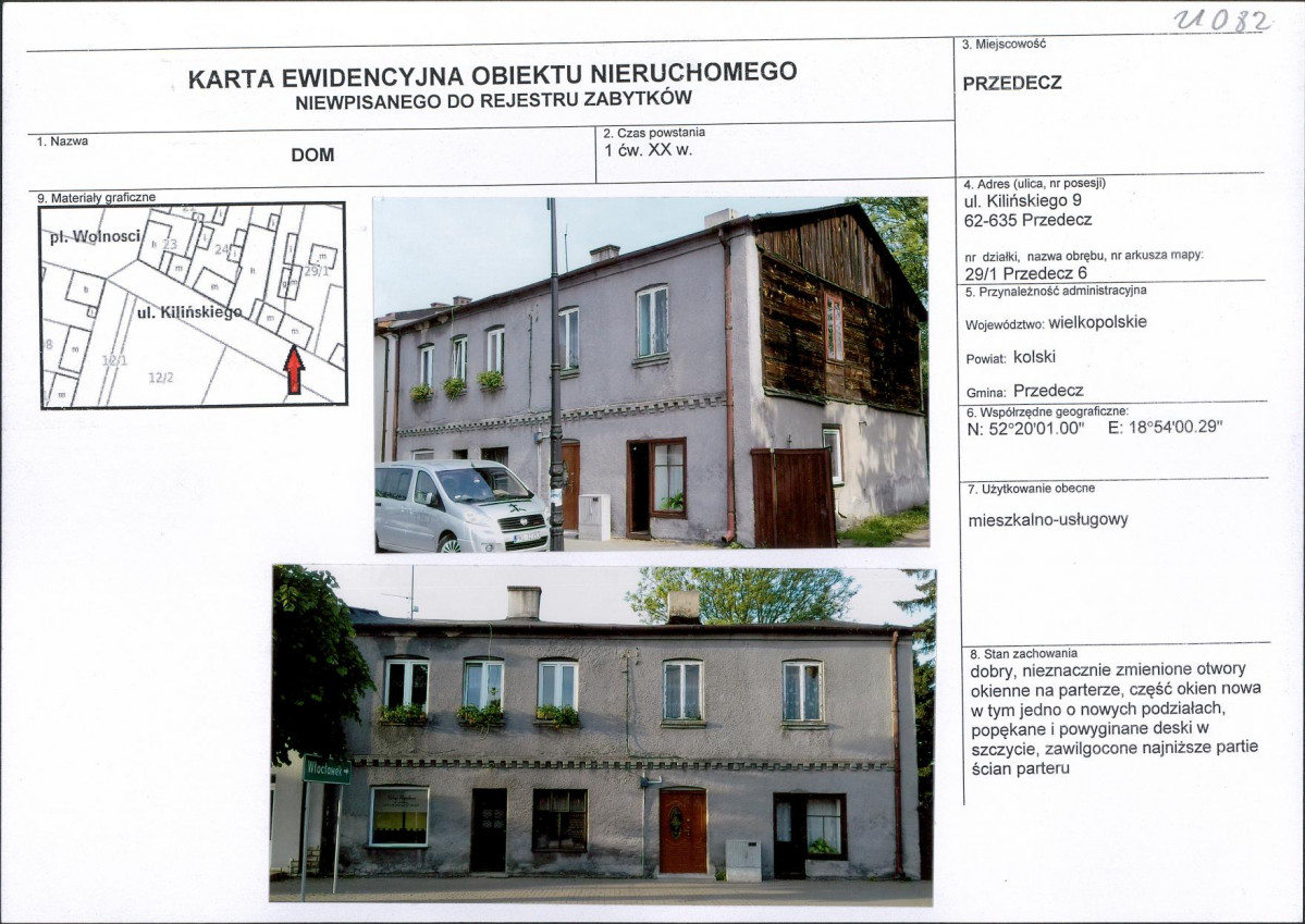 Karta obiektu niewpisanego do rejestru, skan nr 1