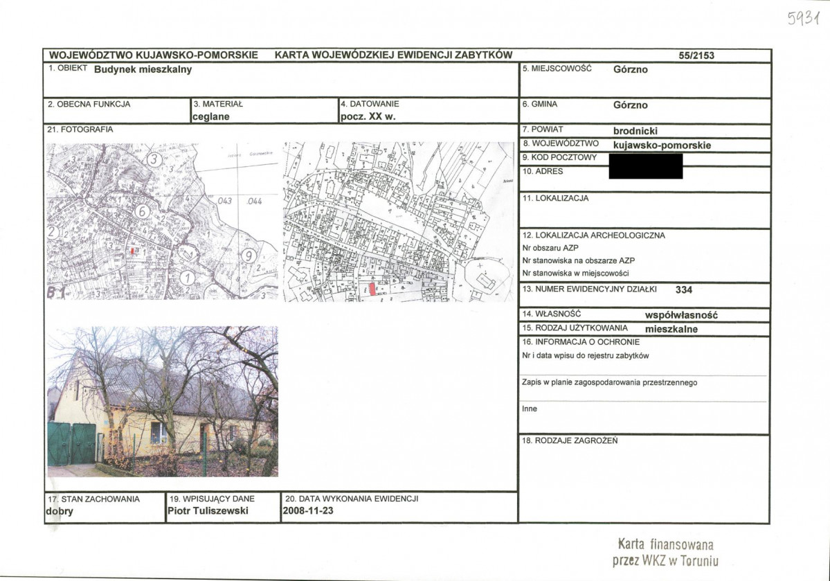 KEZN - Karta obiektu niewpisanego do rejestru, skan nr 1