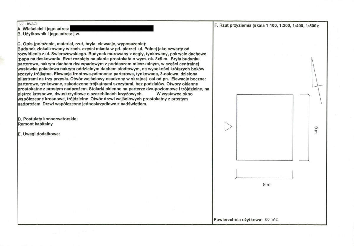 KEZN - Karta obiektu niewpisanego do rejestru, skan nr 2