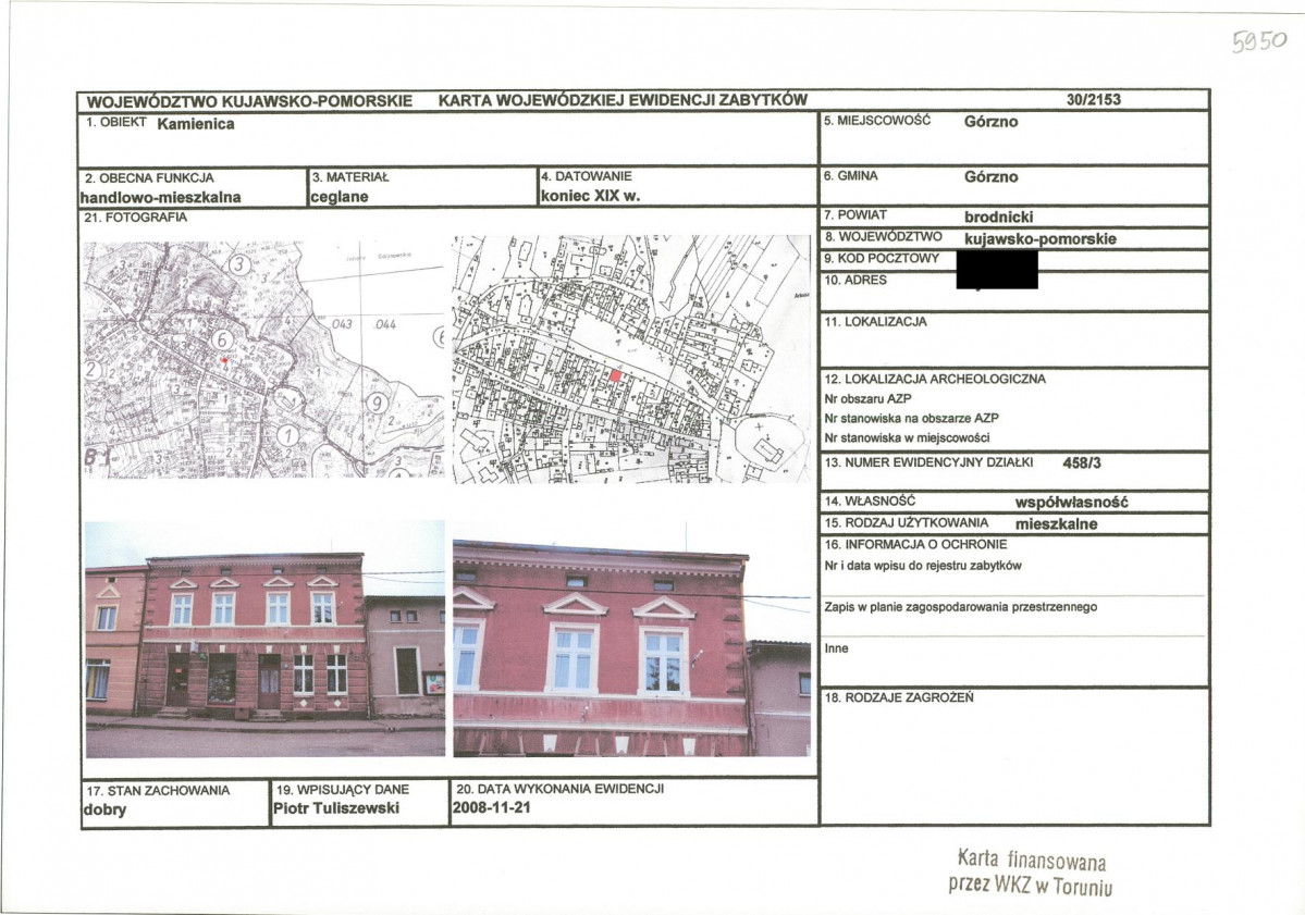 KEZN - Karta obiektu niewpisanego do rejestru, skan nr 1
