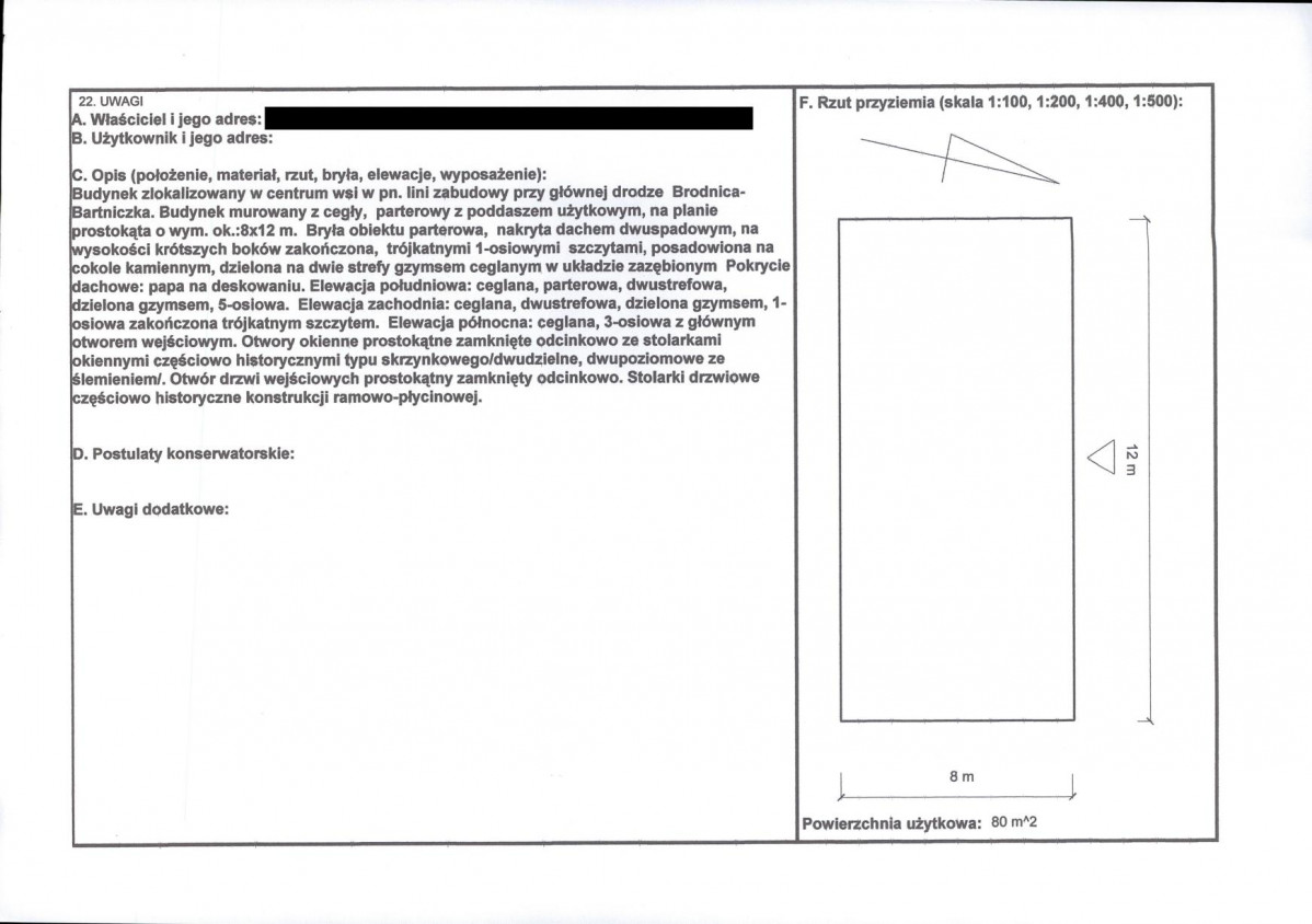 KEZN - Karta obiektu niewpisanego do rejestru, skan nr 2