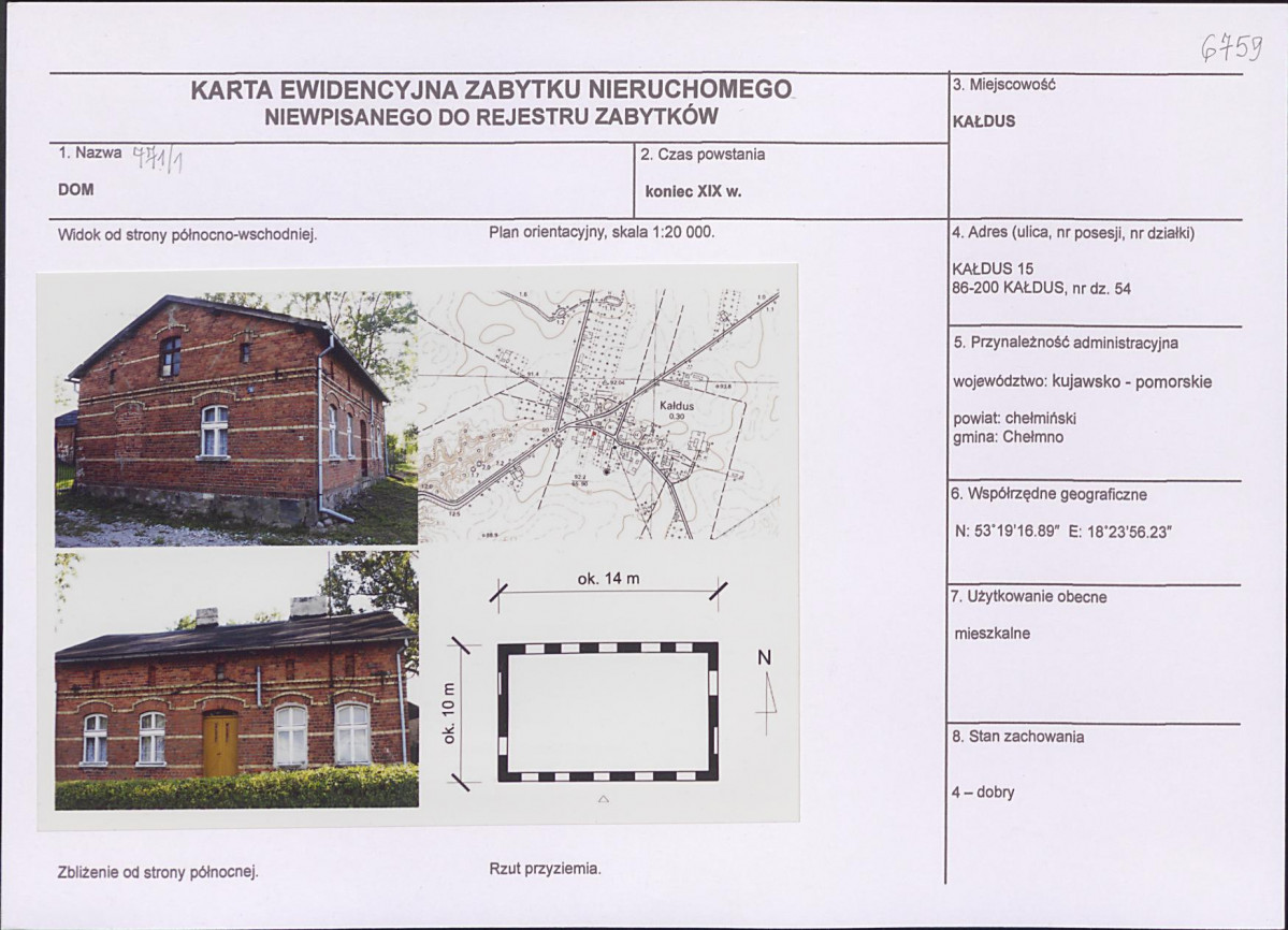 KEZN - Karta obiektu niewpisanego do rejestru, skan nr 1