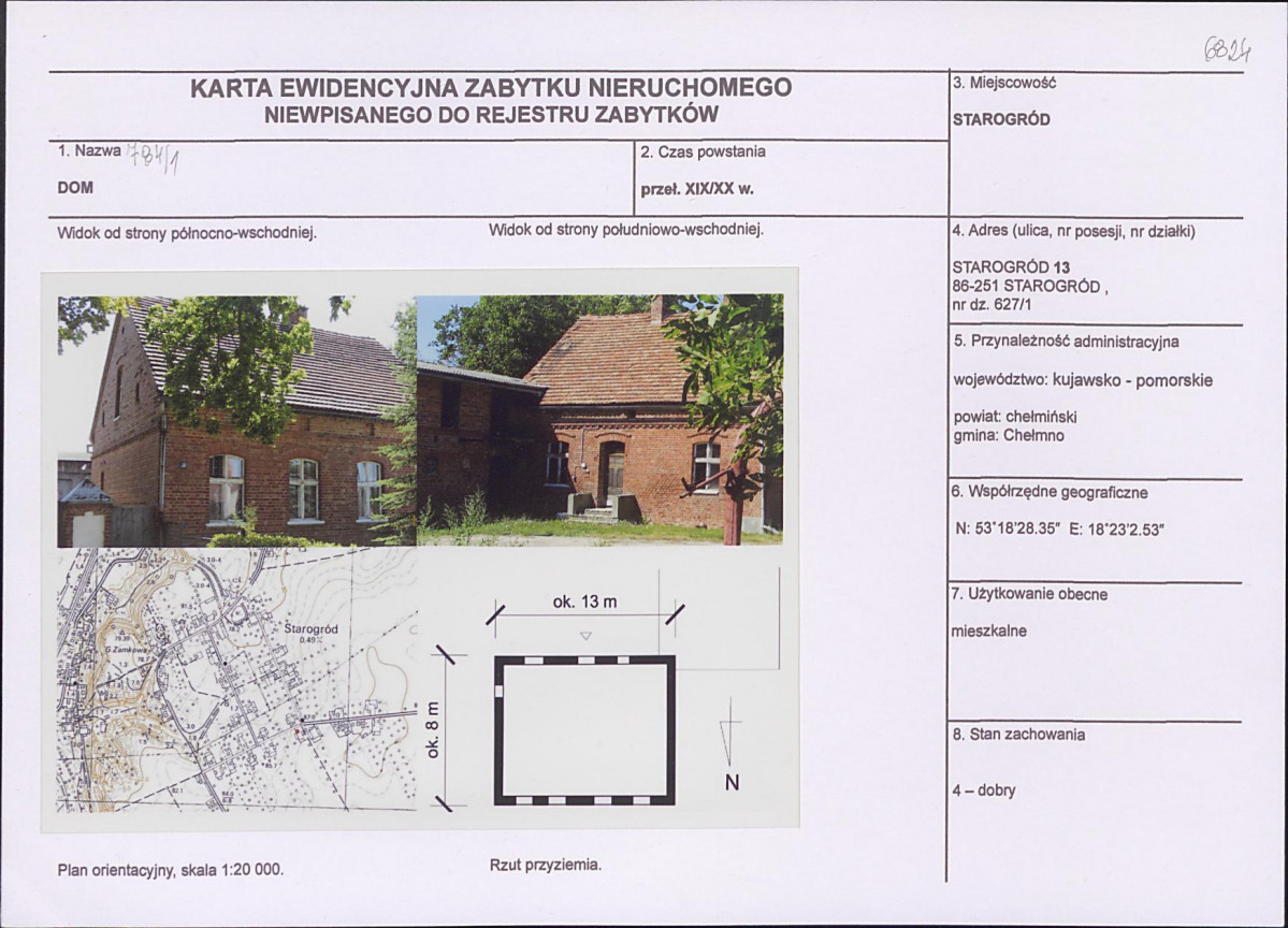 KEZN - Karta obiektu niewpisanego do rejestru, skan nr 1