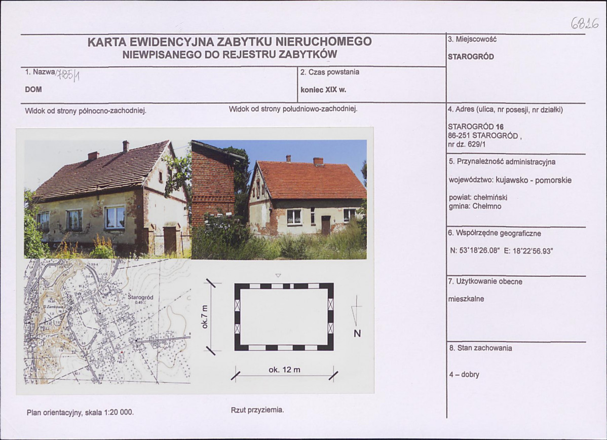 KEZN - Karta obiektu niewpisanego do rejestru, skan nr 1