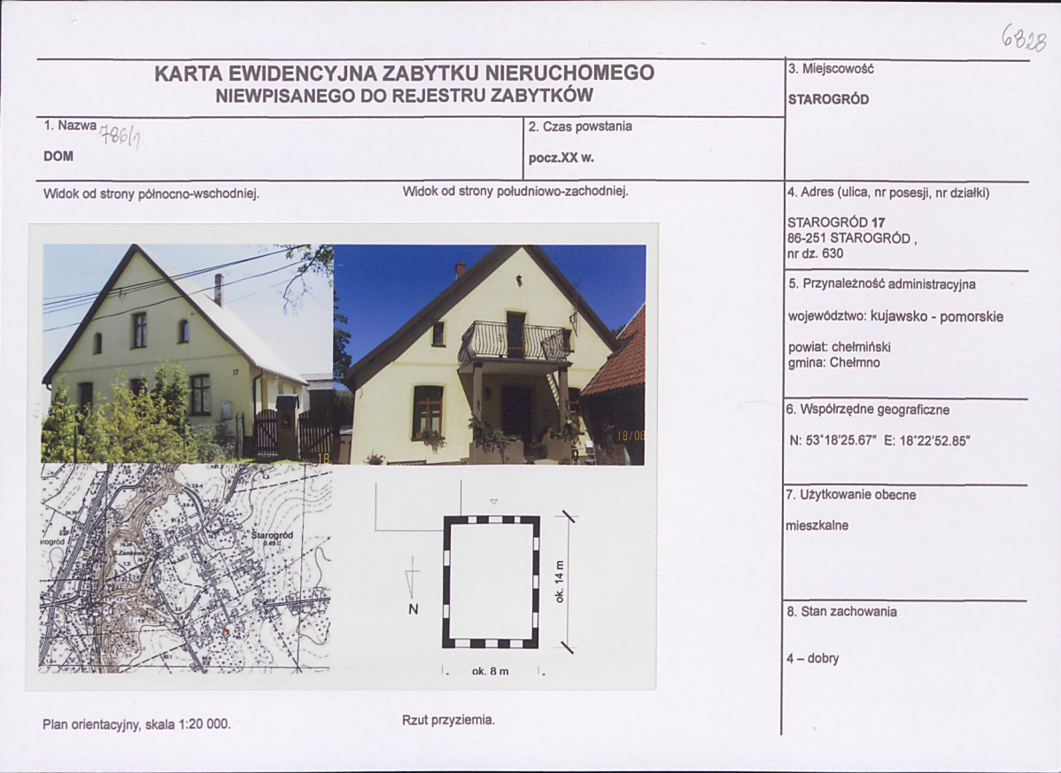 KEZN - Karta obiektu niewpisanego do rejestru, skan nr 1