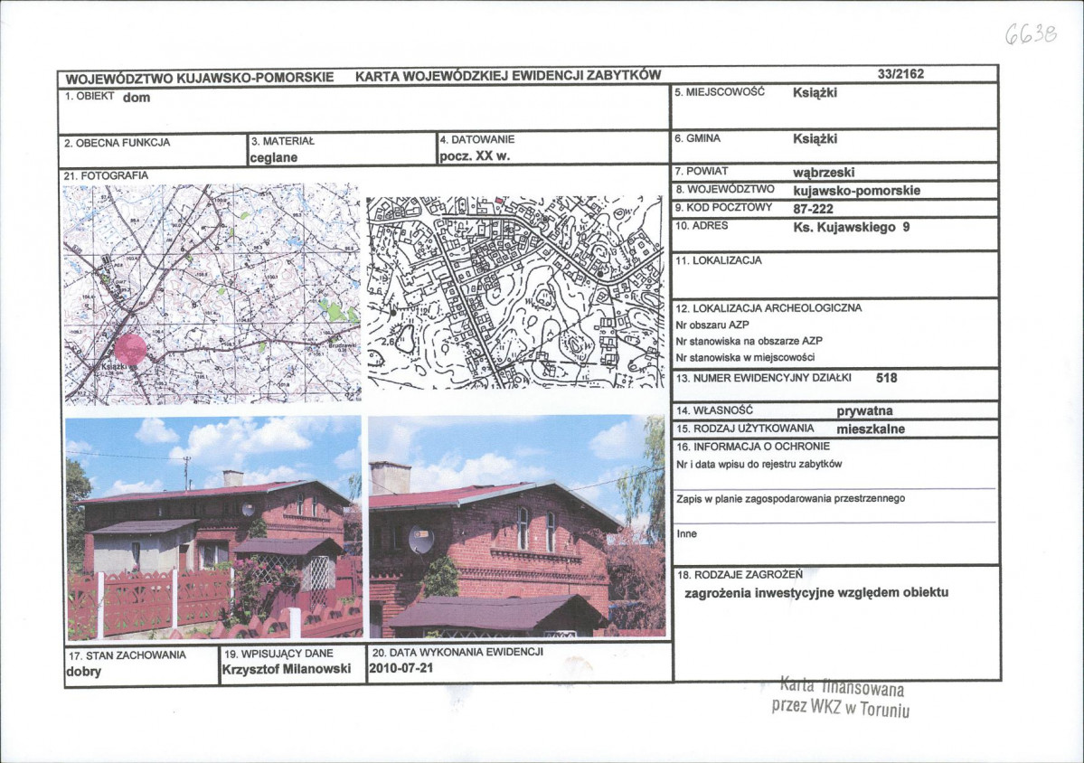 KEZN - Karta obiektu niewpisanego do rejestru, skan nr 1