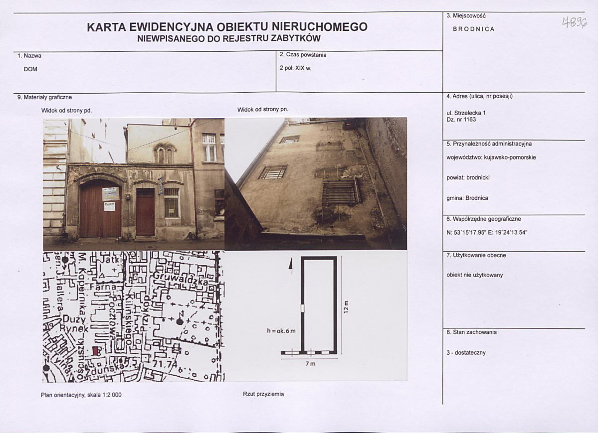 Karta obiektu niewpisanego do rejestru, skan nr 1