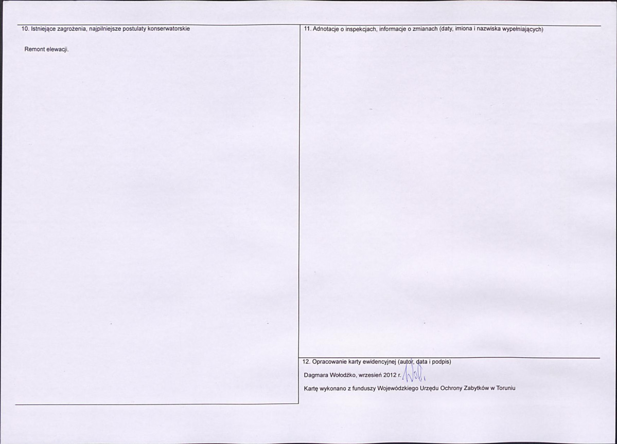 Karta obiektu niewpisanego do rejestru, skan nr 2