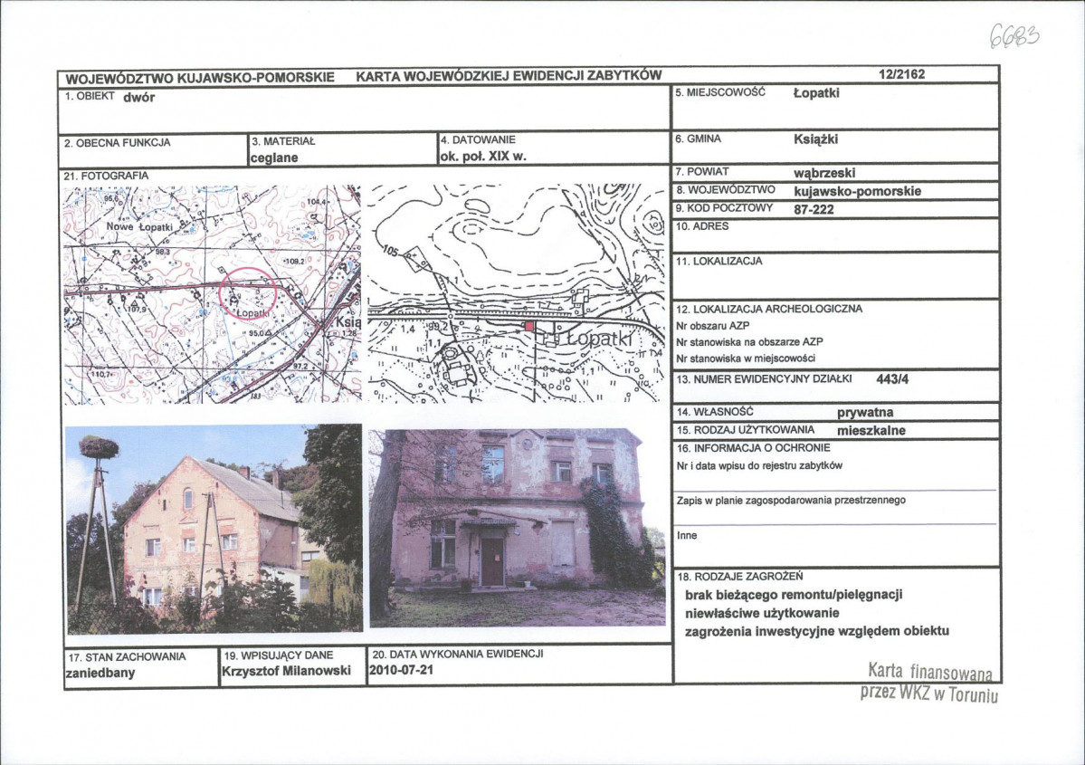 KEZN - Karta obiektu niewpisanego do rejestru, skan nr 1