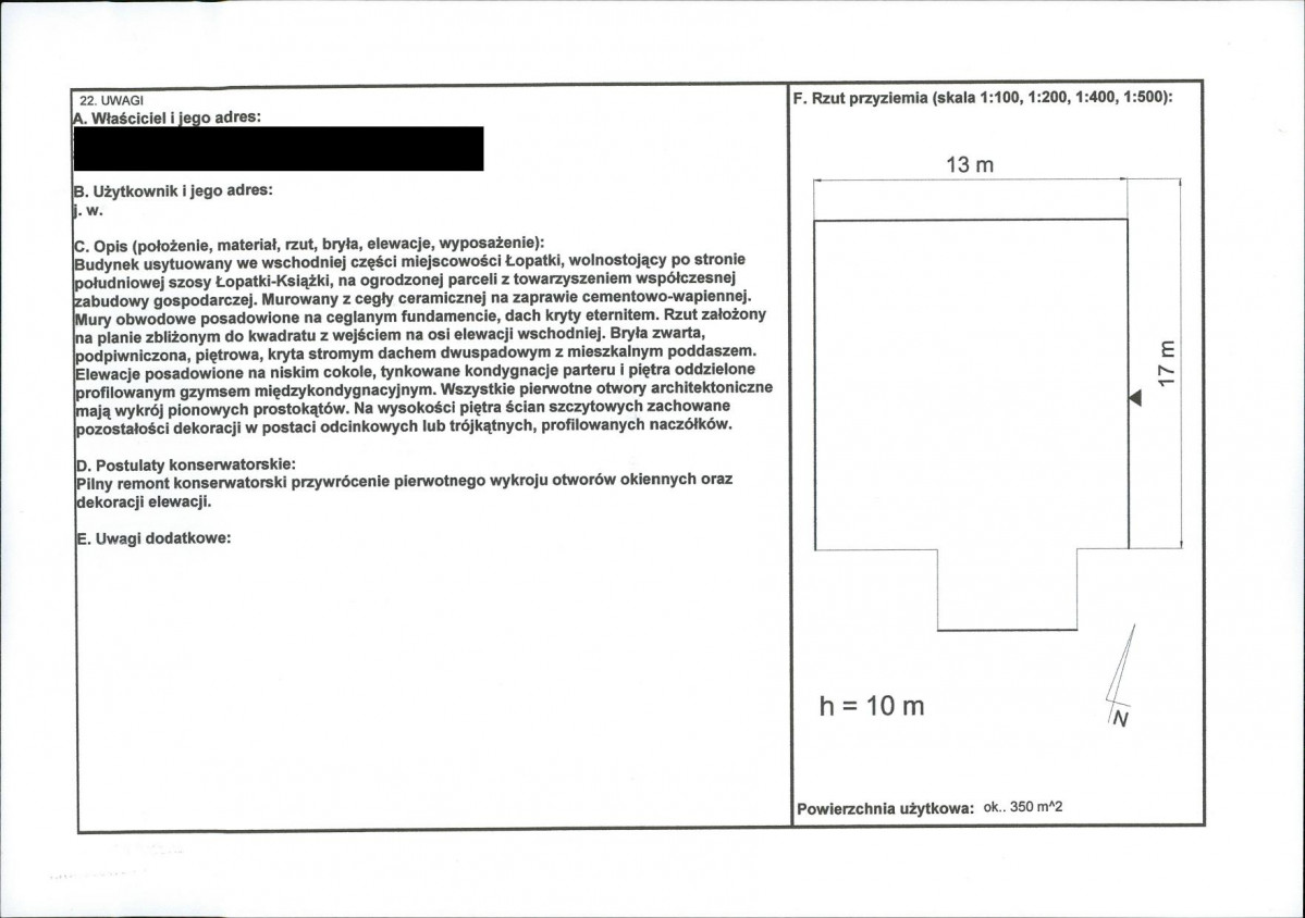KEZN - Karta obiektu niewpisanego do rejestru, skan nr 2