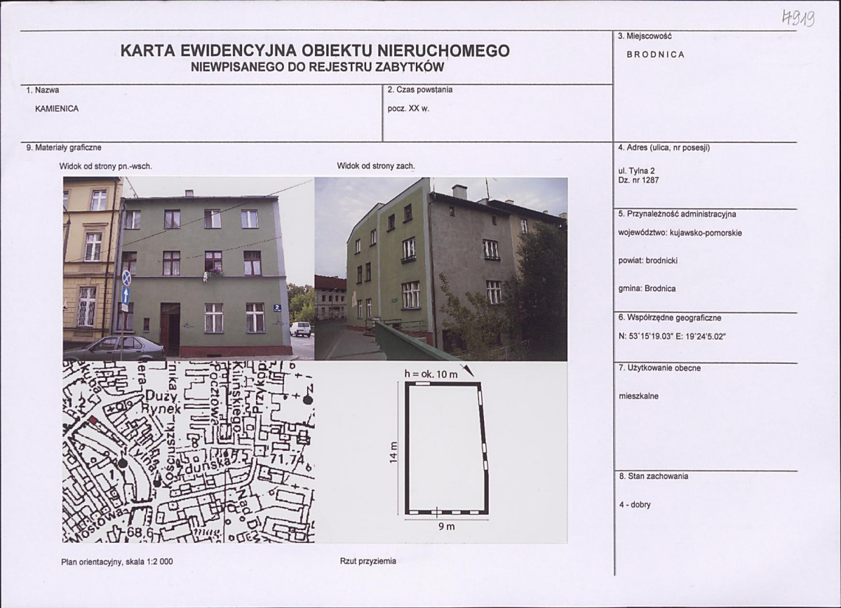 Karta obiektu niewpisanego do rejestru, skan nr 1