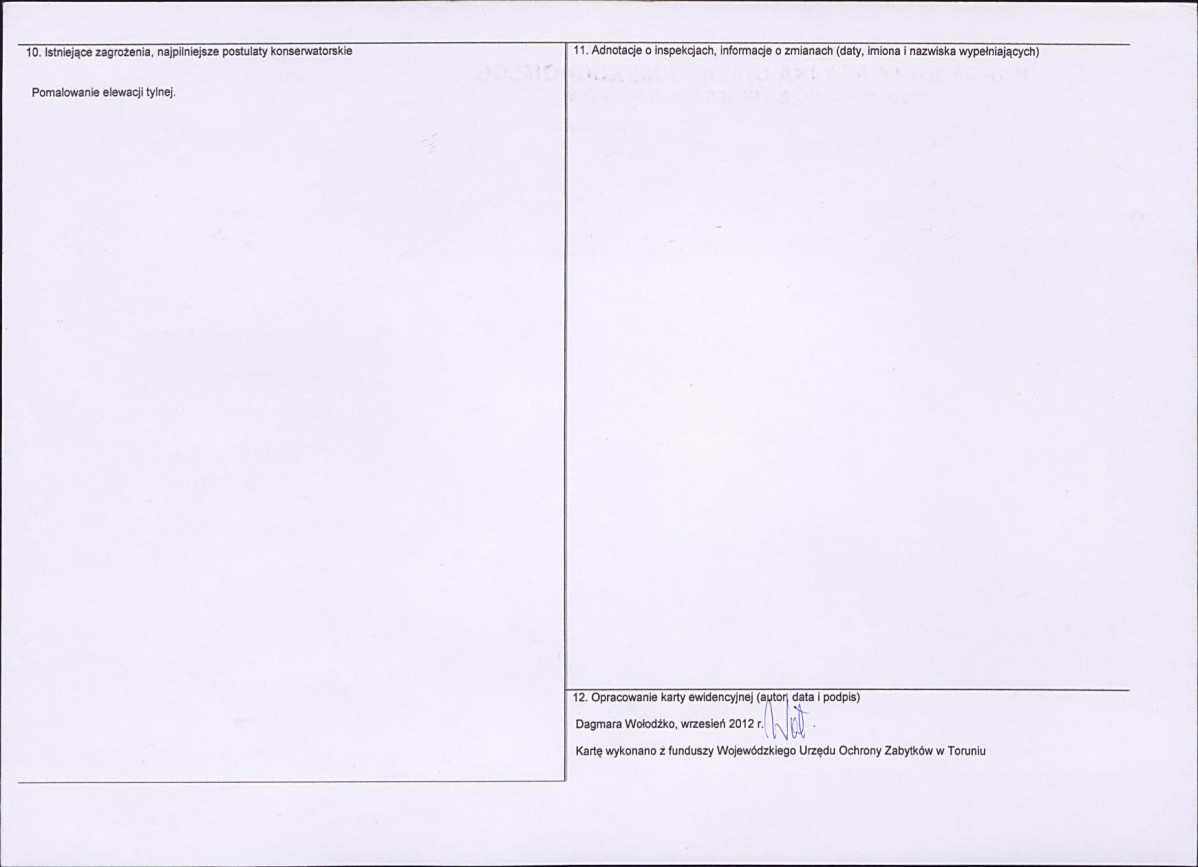 Karta obiektu niewpisanego do rejestru, skan nr 2