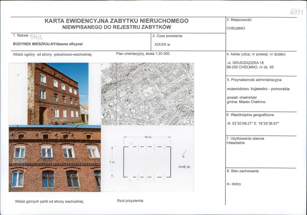 KEZN - Karta obiektu niewpisanego do rejestru, skan nr 1