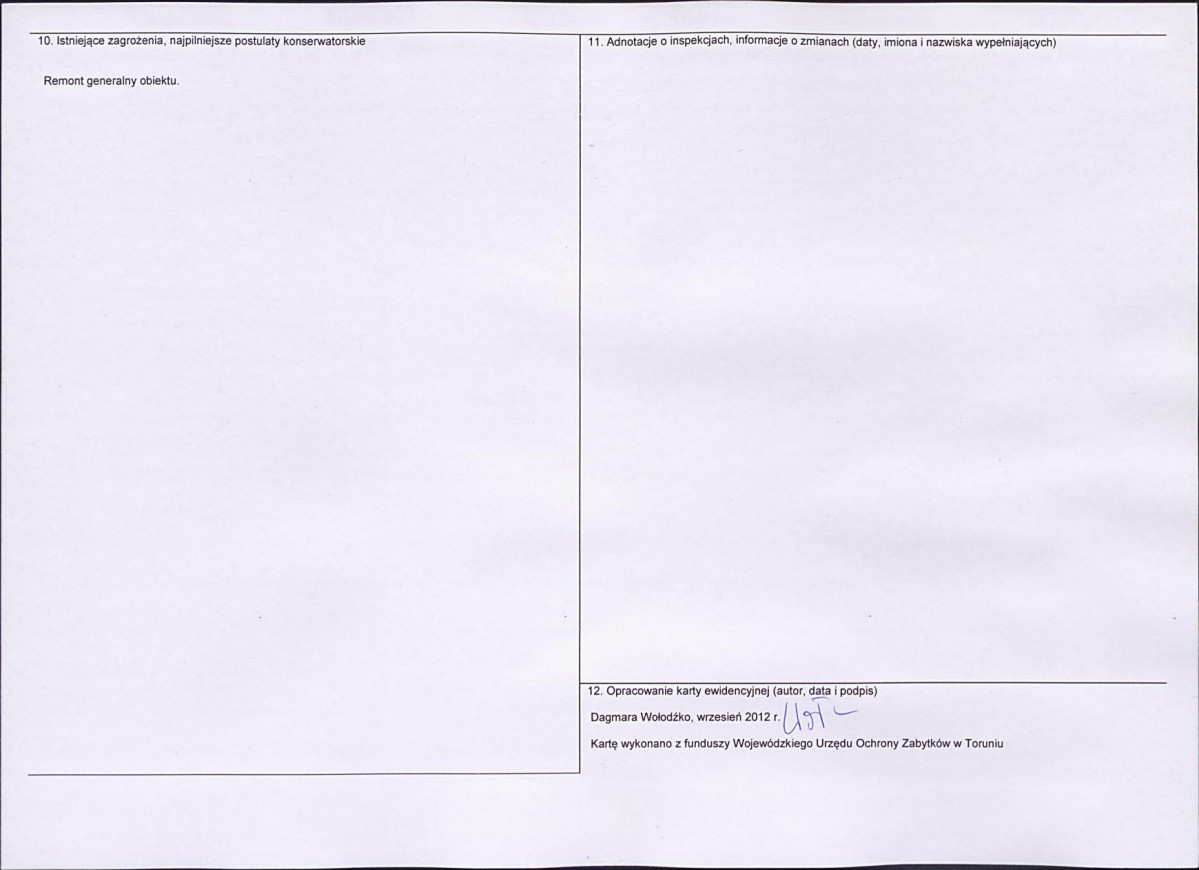 Karta obiektu niewpisanego do rejestru, skan nr 2