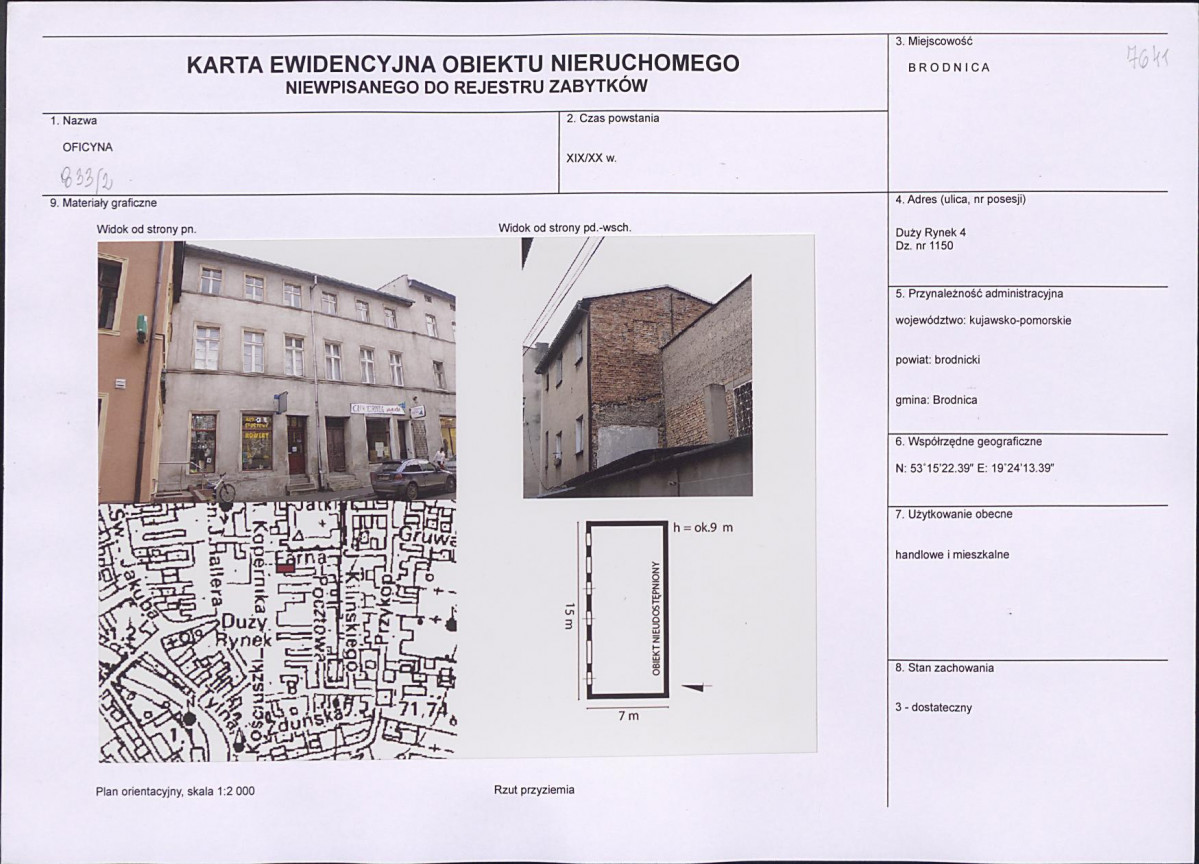 KEZN - Karta obiektu niewpisanego do rejestru, skan nr 1