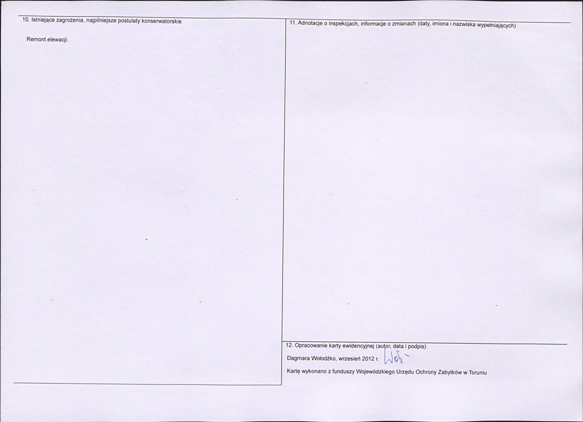 KEZN - Karta obiektu niewpisanego do rejestru, skan nr 2