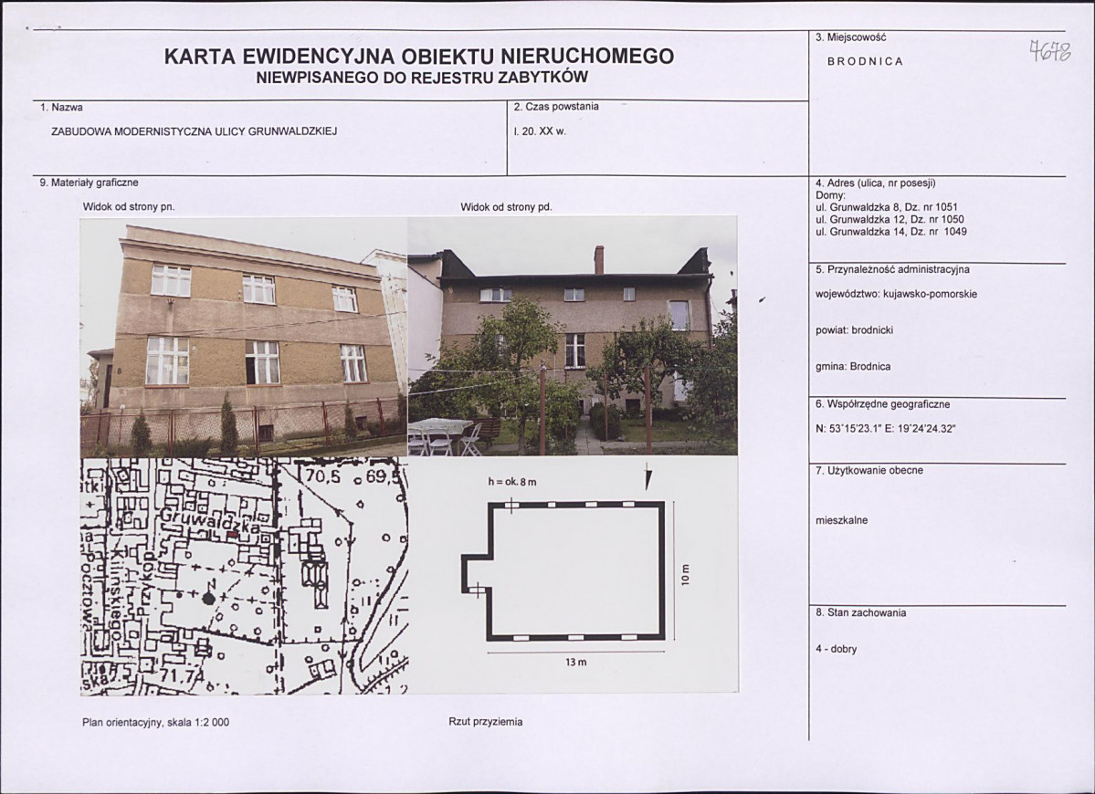 Karta obiektu niewpisanego do rejestru, skan nr 1