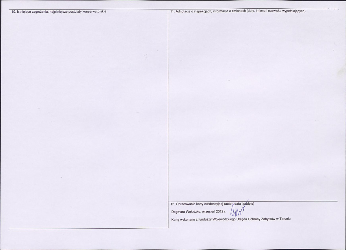 Karta obiektu niewpisanego do rejestru, skan nr 2