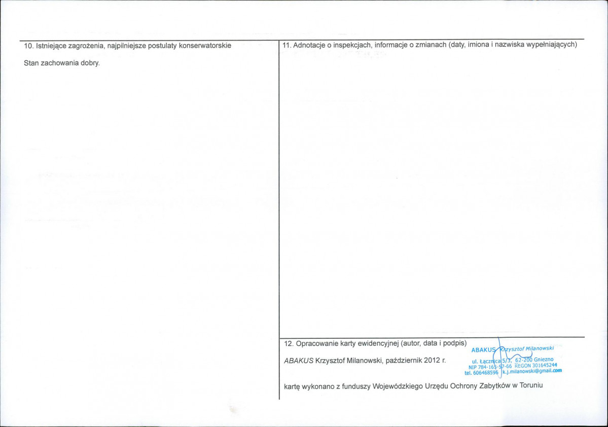 KEZN - Karta obiektu niewpisanego do rejestru, skan nr 2