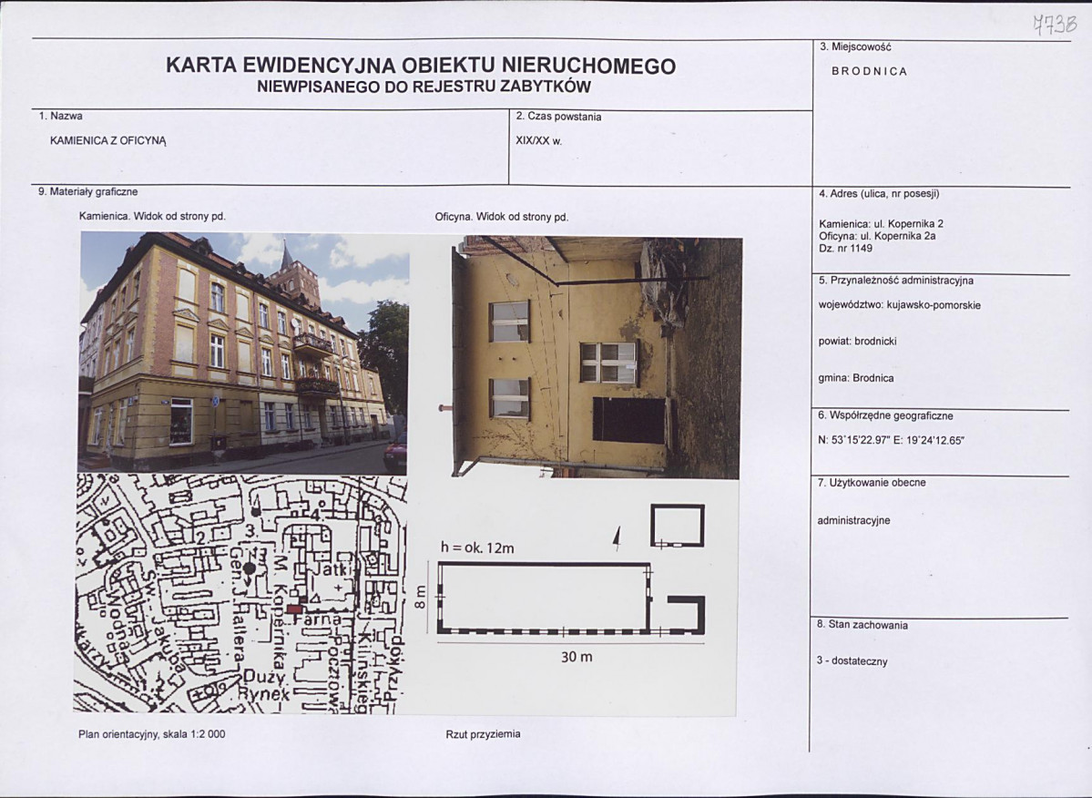 Karta obiektu niewpisanego do rejestru, skan nr 1