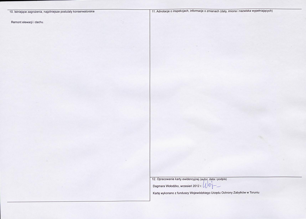 Karta obiektu niewpisanego do rejestru, skan nr 2