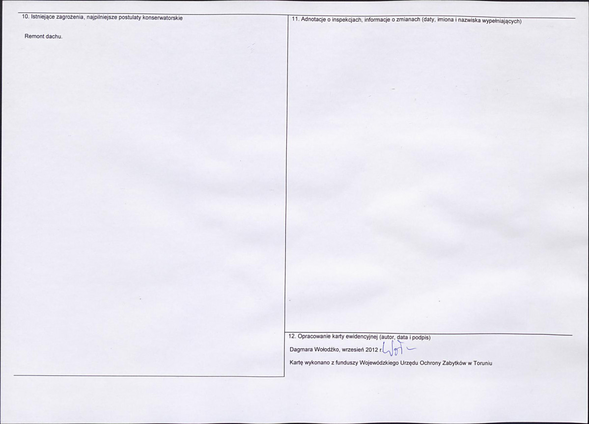 Karta obiektu niewpisanego do rejestru, skan nr 2