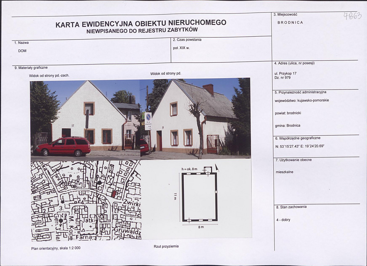 Karta obiektu niewpisanego do rejestru, skan nr 1