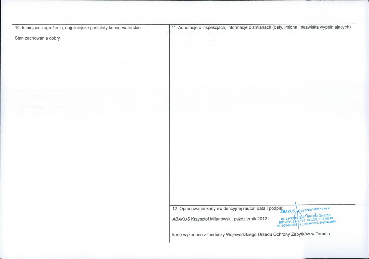 KEZN - Karta obiektu niewpisanego do rejestru, skan nr 2