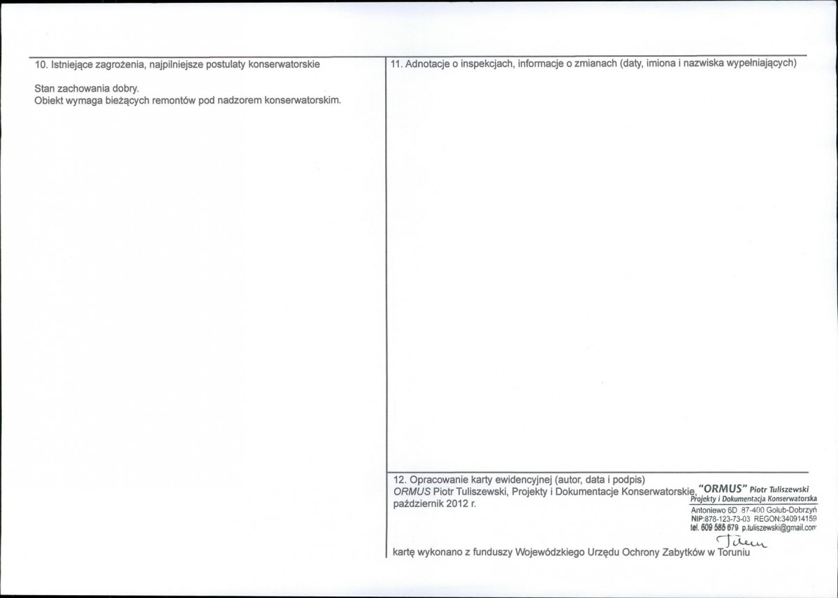 KEZN - Karta obiektu niewpisanego do rejestru, skan nr 2