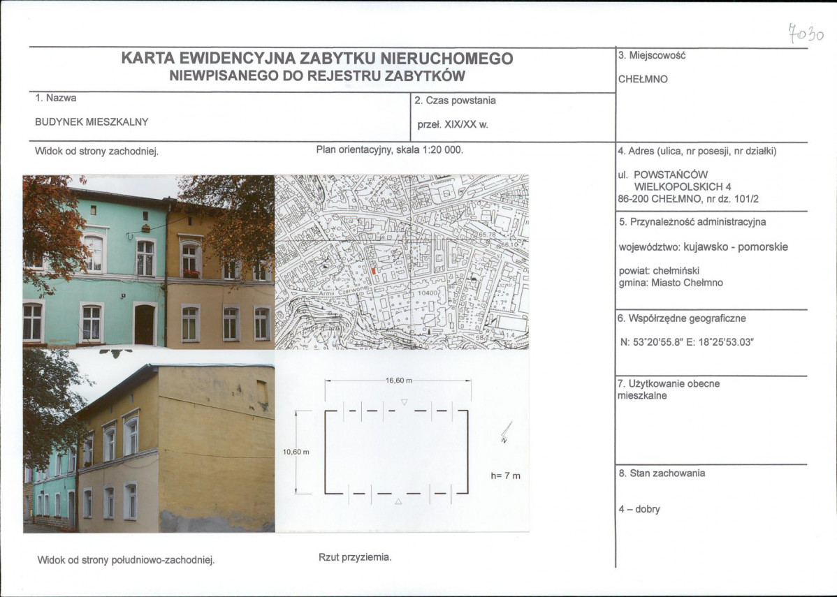 KEZN - Karta obiektu niewpisanego do rejestru, skan nr 1