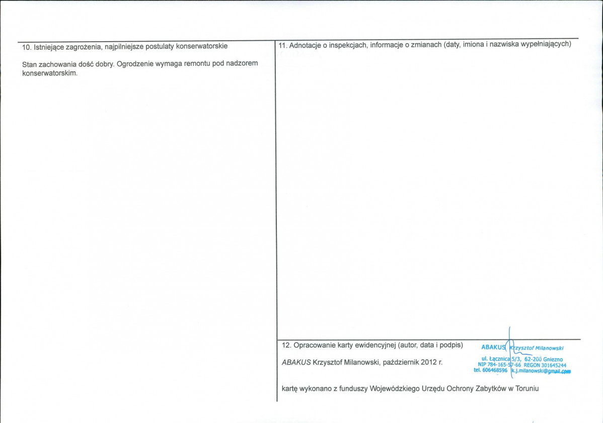 KEZN - Karta obiektu niewpisanego do rejestru, skan nr 2