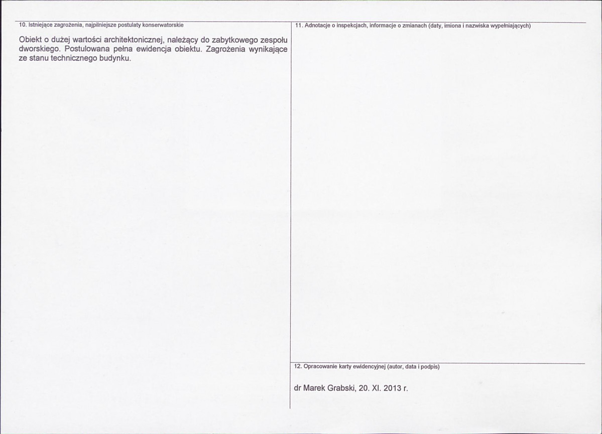 Karta obiektu niewpisanego do rejestru, skan nr 2