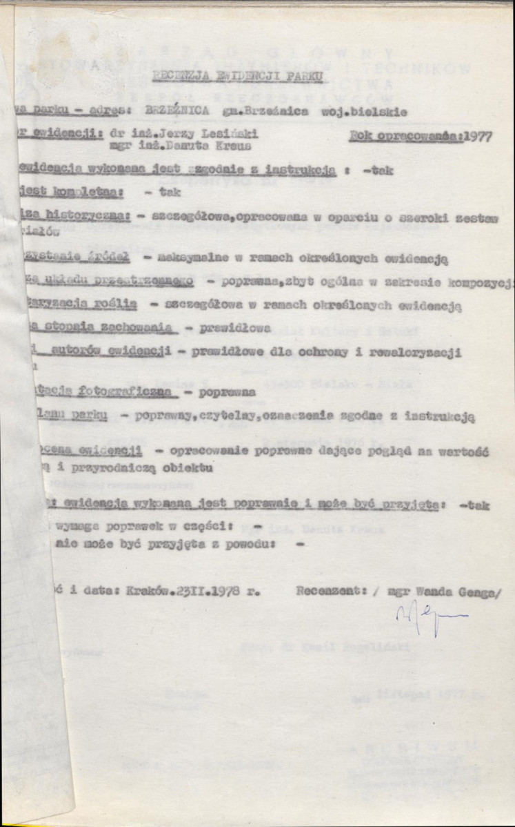 Ewidencja parkowa, skan nr 4