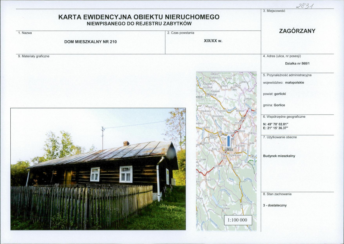 Karta obiektu niewpisanego do rejestru, skan nr 1