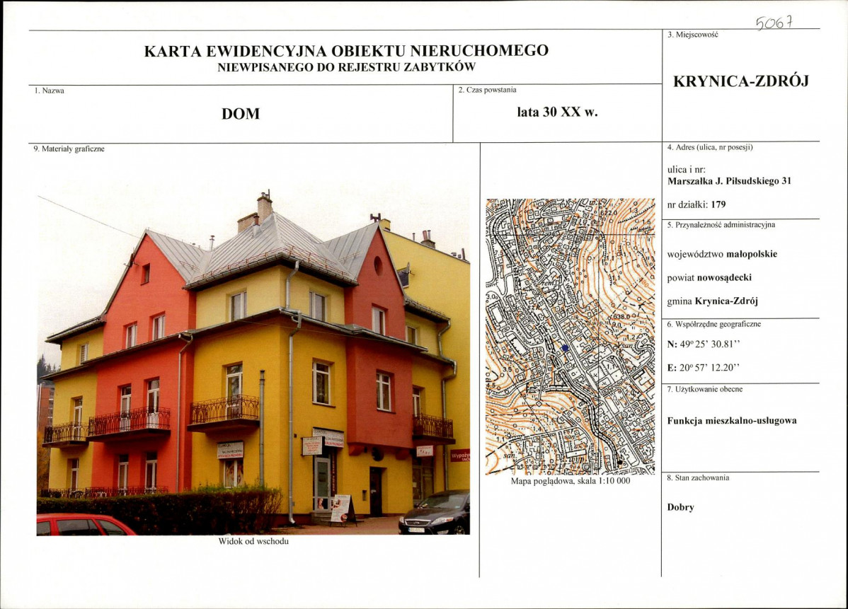 KEZN - Karta obiektu niewpisanego do rejestru, skan nr 1