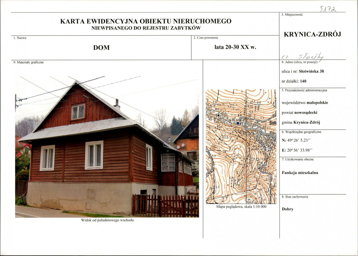 KEZN - Karta obiektu niewpisanego do rejestru, skan nr 1