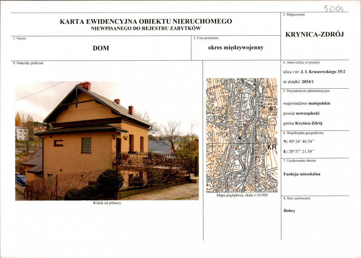 KEZN - Karta obiektu niewpisanego do rejestru, skan nr 1