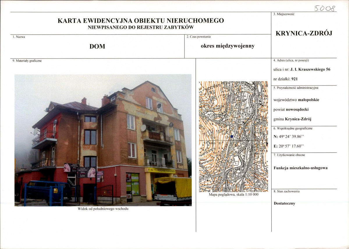 KEZN - Karta obiektu niewpisanego do rejestru, skan nr 1