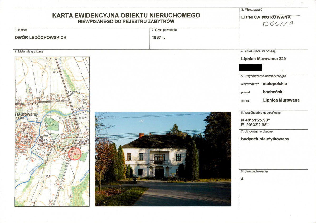 KEZN - Karta obiektu niewpisanego do rejestru, skan nr 1