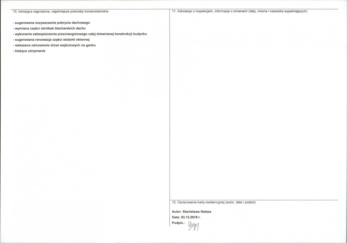 Karta obiektu niewpisanego do rejestru, skan nr 2