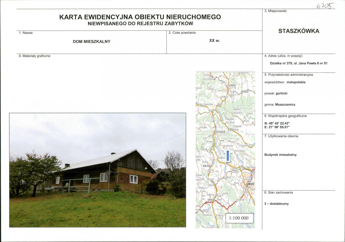 Karta obiektu niewpisanego do rejestru, skan nr 1