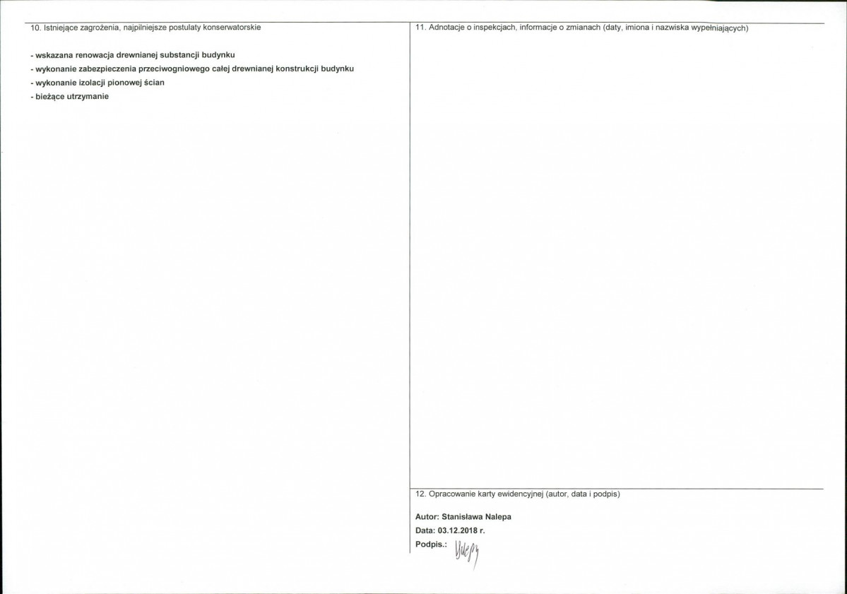 Karta obiektu niewpisanego do rejestru, skan nr 2