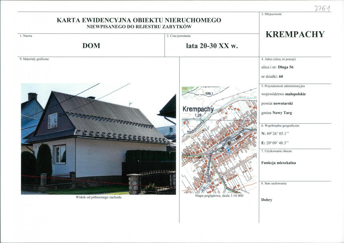 KEZN - Karta obiektu niewpisanego do rejestru, skan nr 1