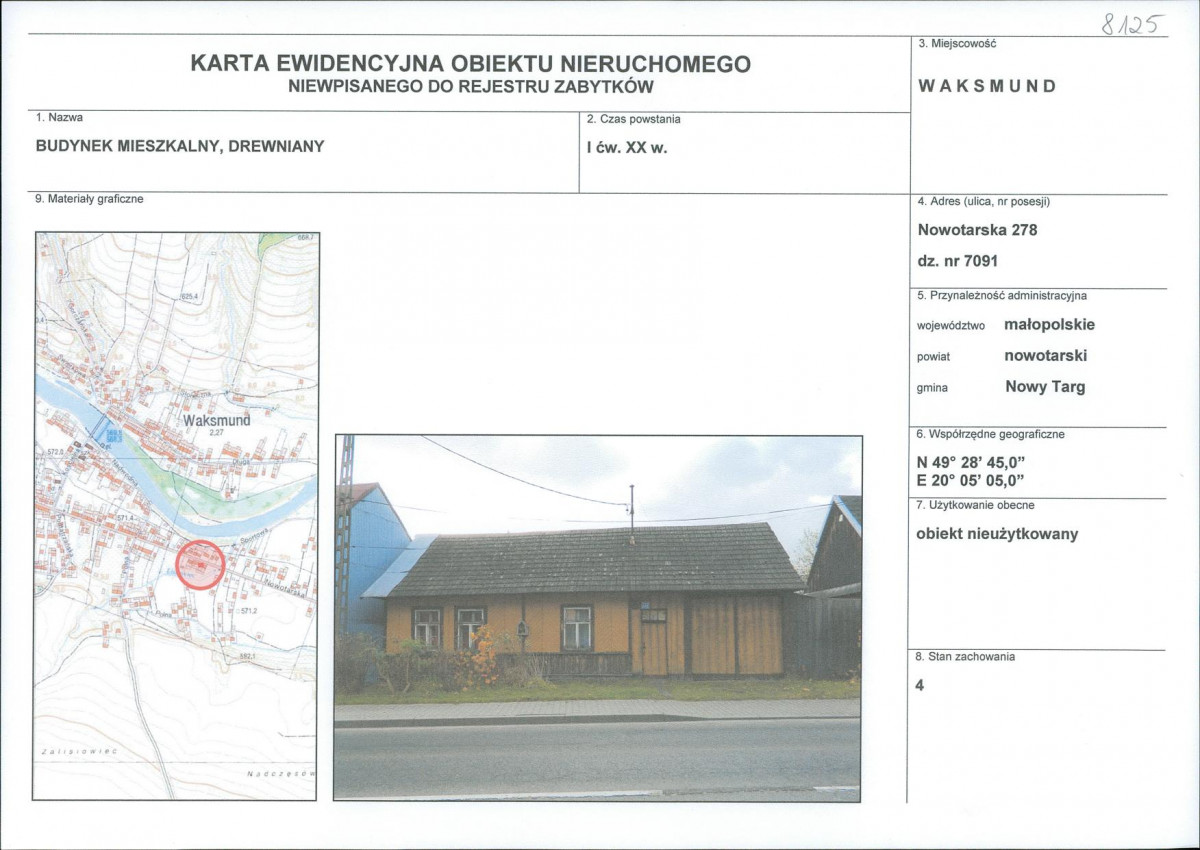 KEZN - Karta obiektu niewpisanego do rejestru, skan nr 1