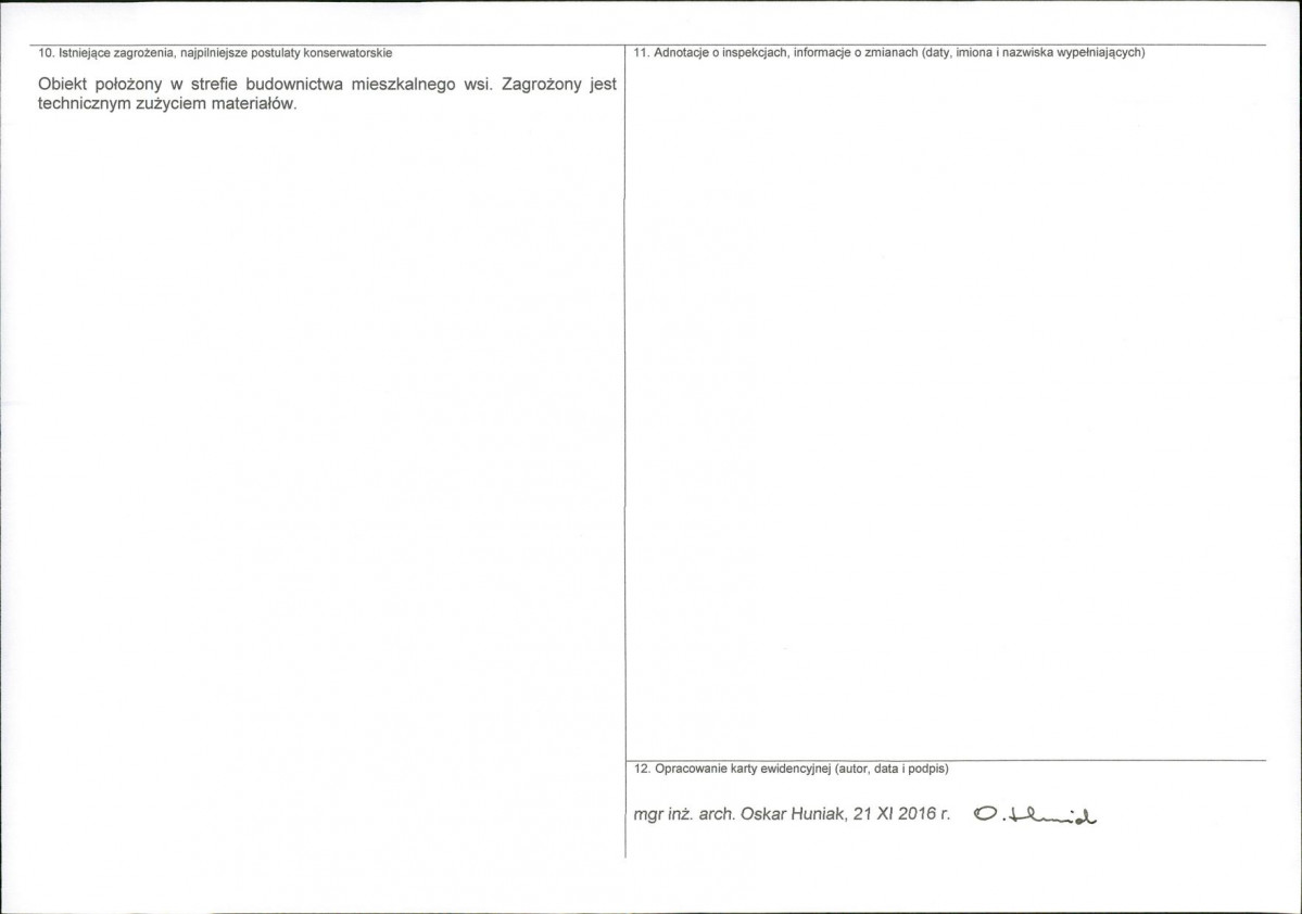 Karta obiektu niewpisanego do rejestru, skan nr 2